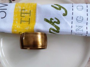 Set of 4, Brass Hammered Oval Napkin Ring
