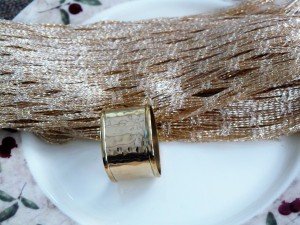 Set of 4, Brass Square Hammered Napkin Ring