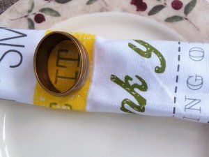 Set of 4, Brass Hammered Oval Napkin Ring